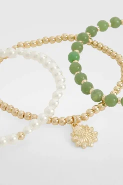 Bracelets*boohoo Beaded Pearl Bracelet Pack gold