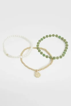 Bracelets*boohoo Beaded Pearl Bracelet Pack gold
