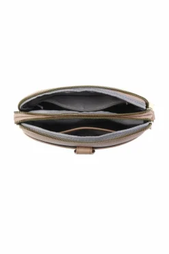 Handbags*Kitise Bee Accent Double Zippered Compartments Crossbody Bag With Canvas Strap Light Sand