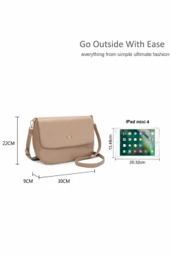 Cross-Body Bags|Handbags*Kitise Bee Accent Flap Over Zip Closure Crossbody Bag With Detachable Strap Grey