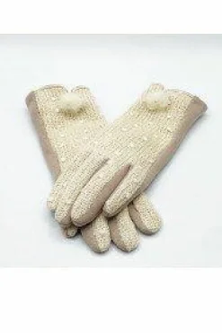 Hats & Gloves|Hats & Gloves*SVNX Crochet Gloves With Pom Pom Beige