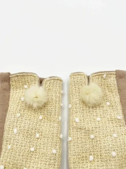 Hats & Gloves|Hats & Gloves*SVNX Crochet Gloves With Pom Pom Beige