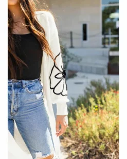 Cardigans*Azura Exchange Flower Embroidered Drop Shoulder Open Front Duster Cardigan Beige