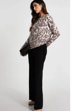 Jumpers*Quiz Knit Leopard Print Jumper Beige