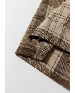 Shirt Dresses*Azura Exchange Plaid Patchwork High Waist Sweatshirt Mini Dress Beige