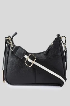Handbags|Cross-Body Bags*Ashwood Leather Bella Toscana' Real Leather Crossbody Bag with Webbing Strap Black