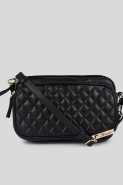 Handbags|Cross-Body Bags*Ashwood Leather Bellezza Romana' Real Leather Twin Zip Quilted Crossbody Bag Black