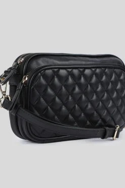 Handbags|Cross-Body Bags*Ashwood Leather Bellezza Romana' Real Leather Twin Zip Quilted Crossbody Bag Black