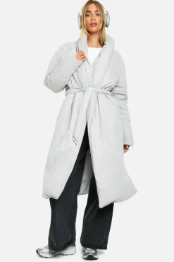 Up To 80% Off Winter Warmers|Puffer Jackets*boohoo Belted Duvet Puffer Coat slate grey
