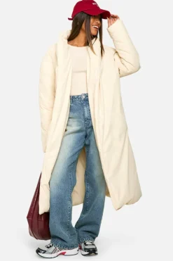 Up To 80% Off Winter Warmers|Puffer Jackets*boohoo Belted Duvet Puffer Coat cream