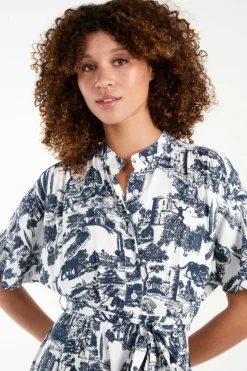 Shirt Dresses*Blue Vanilla Belted Shirt Dress Navy