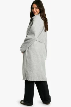 Up To 80% Off Winter Warmers|Wool Look Coats*boohoo Belted Wool Look Coat grey marl