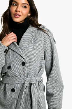 Up To 80% Off Winter Warmers|Wool Look Coats*boohoo Belted Wool Look Jacket grey