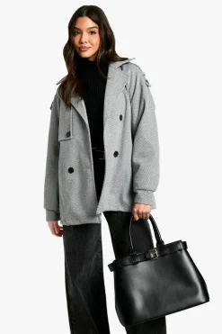 Up To 80% Off Winter Warmers|Wool Look Coats*boohoo Belted Wool Look Jacket grey