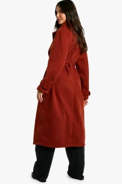 Up To 80% Off Winter Warmers|Wool Look Coats*boohoo Belted Wool Look Maxi Coat rust