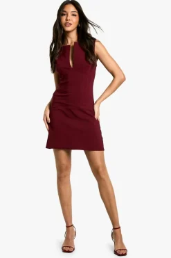 Skater Dresses|Suits & Tailoring*boohoo Bengaline Corset Detail Mini Dress burgundy