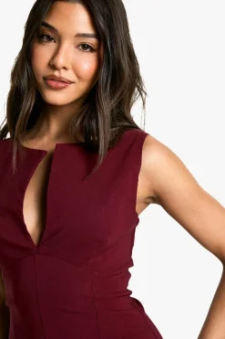 Skater Dresses|Suits & Tailoring*boohoo Bengaline Corset Detail Mini Dress burgundy
