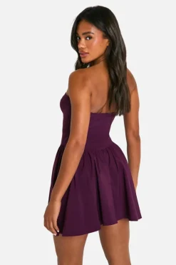 Skater Dresses*boohoo Bengaline Corset Skater Dress plum