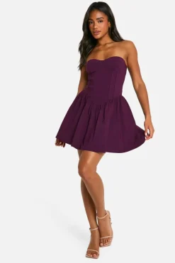 Skater Dresses*boohoo Bengaline Corset Skater Dress plum