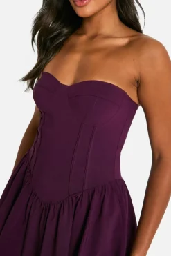 Skater Dresses*boohoo Bengaline Corset Skater Dress plum