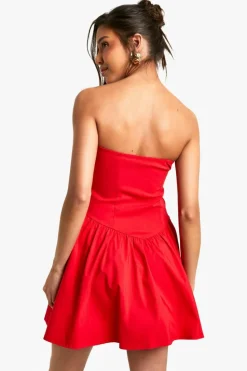 Skater Dresses|Dresses*boohoo Bengaline Corset Skater Dress red