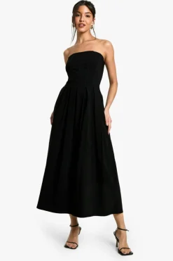 Skater Dresses*boohoo Bengaline Corset Skater Midaxi Dress black
