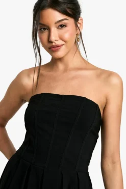 Skater Dresses*boohoo Bengaline Corset Skater Midaxi Dress black