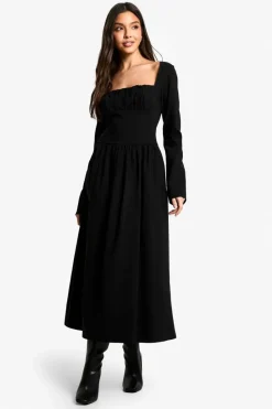 Skater Dresses*boohoo Bengaline Corset Skater Midaxi Dress black