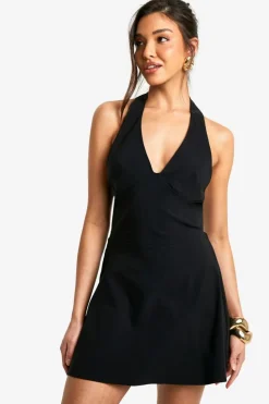 Skater Dresses|Suits & Tailoring*boohoo Bengaline Halterneck Mini Dress black