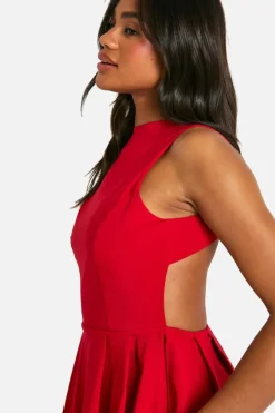 Skater Dresses*boohoo Bengaline Open Back Skater Dress red