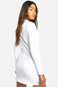 Blazer Dresses*boohoo Bengaline Ruched Tie Detail Blazer Dress white