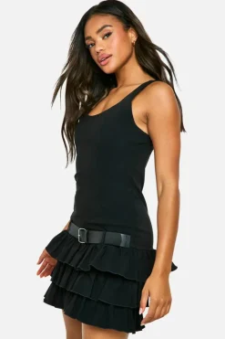 Skater Dresses*boohoo Bengaline Ruffle Mini Dress black