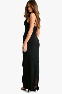 Maxi Dresses*boohoo Bengaline Scoop Neck Cut Out Maxi Dress black