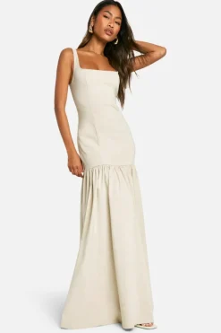 Maxi Dresses*boohoo Bengaline Square Neck Maxi Skater Dress stone
