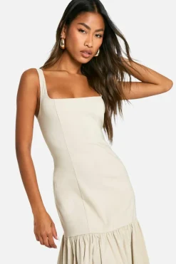 Maxi Dresses*boohoo Bengaline Square Neck Maxi Skater Dress stone