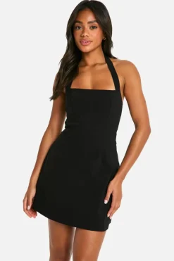 Skater Dresses|Mini Dresses*boohoo Bengaline Square Neck Skater Dress black