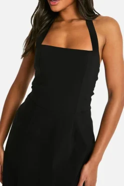 Skater Dresses|Mini Dresses*boohoo Bengaline Square Neck Skater Dress black