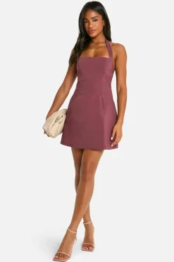 Skater Dresses|Mini Dresses*boohoo Bengaline Square Neck Skater Dress mauve