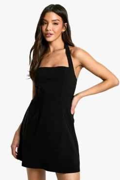 Skater Dresses|Mini Dresses*boohoo Bengaline Square Neck Skater Mini Dress black