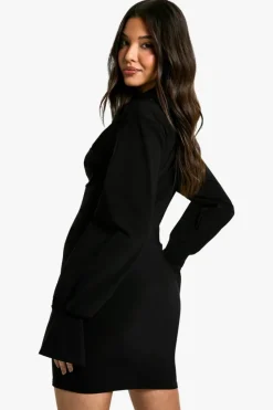 Shirt Dresses*boohoo Bengaline Two in One Corset Shirt Mini Dress black