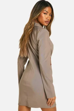 Blazer Dresses|Mini Dresses*boohoo Benglaine Twist Front Blazer Dress mocha