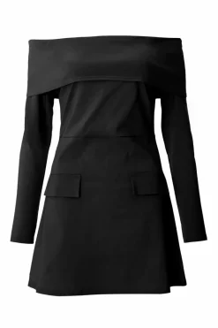 Bodycon Dresses*Quiz Bardot Long Sleeve Mini Dress Black