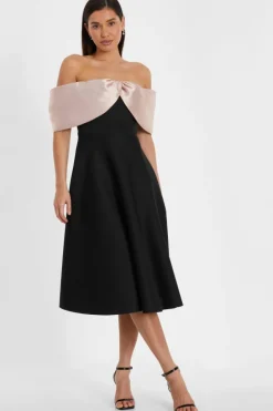 Midi Dresses*Quiz Bardot Midi Skater Dress Black