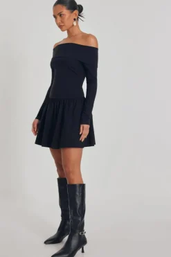 Skater Dresses*Quiz Bardot Skater Dress Black