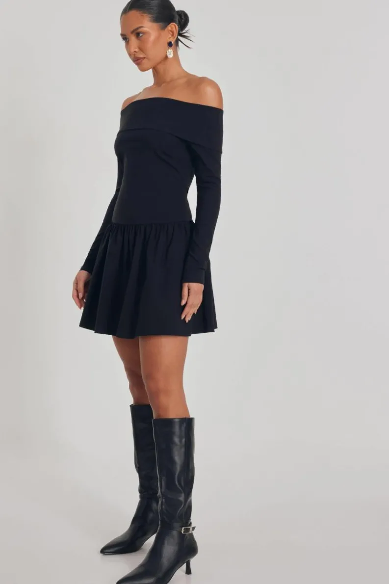 Skater Dresses*Quiz Bardot Skater Dress Black