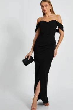 Wrap Dresses*Quiz Bardot Wrap Maxi Dress Black