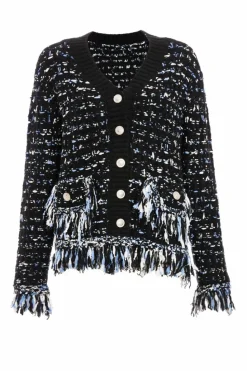 Cardigans*Quiz Boucle Knit Fringe Cardigan Black