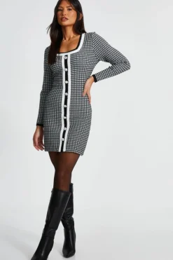 Jumper Dresses|Jumper Dresses*Quiz Boucle Knit Jumper Dress Black
