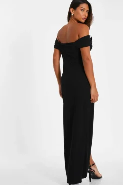 Maxi Dresses*Quiz Bow Bardot Maxi Dress Black