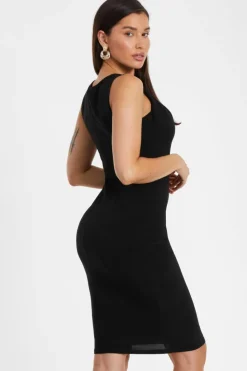 Midi Dresses*Quiz Buckle Detail Midi Dress Black